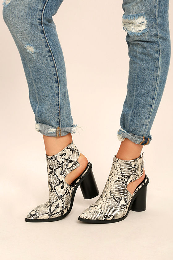 cute snakeskin booties