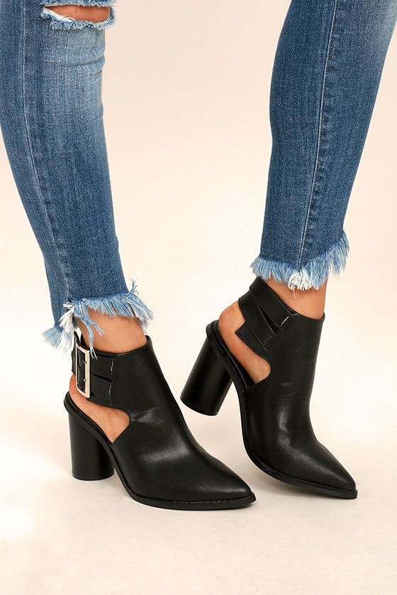 black pointed ankle booties