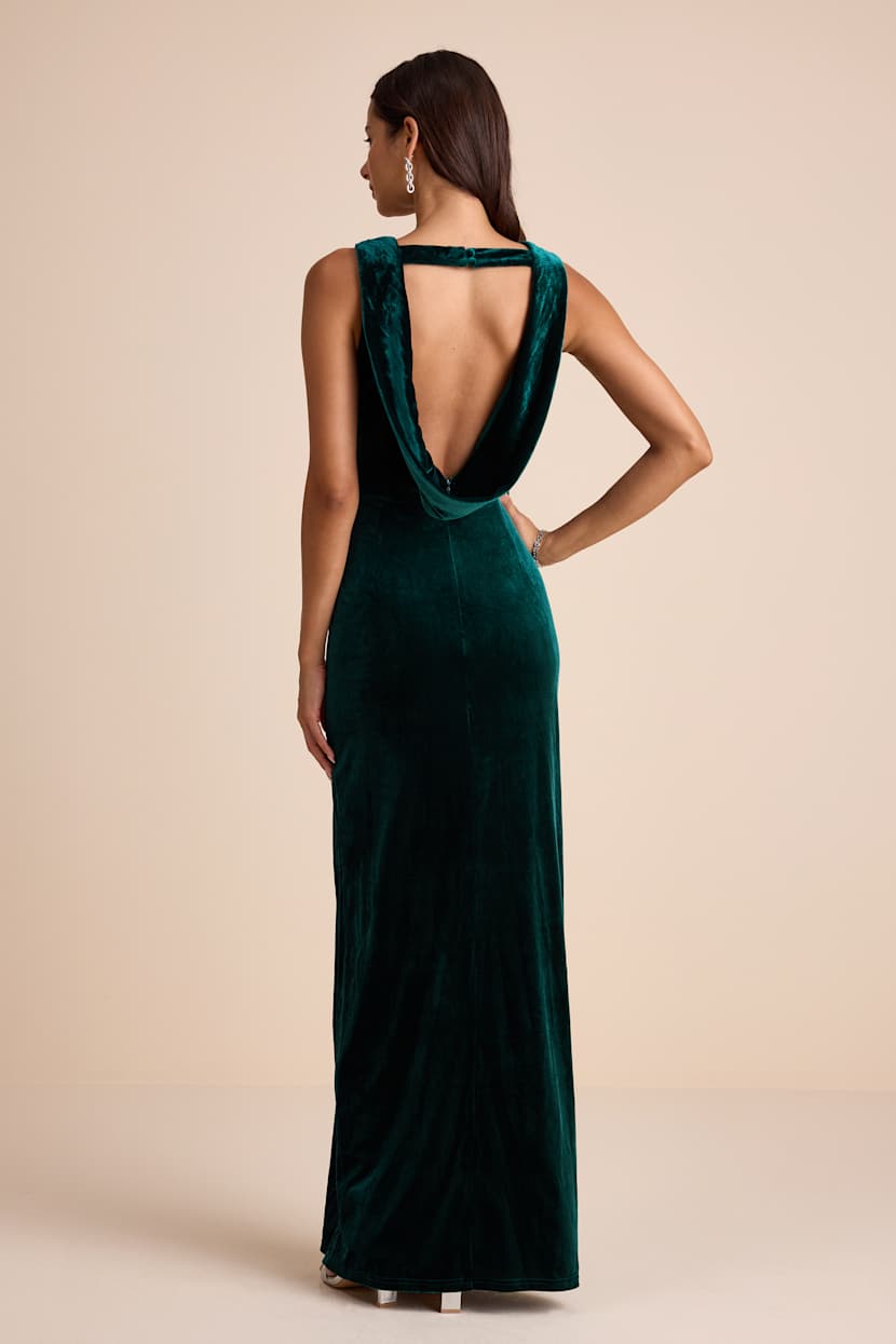 slim fit dress slacks Emerald Green Velvet Cowl Neck Mini Dress main image 0