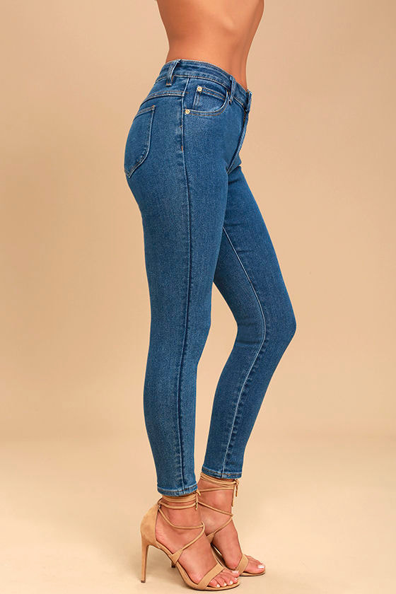 Rollas Westcoast Staple - Dark Blue Jeans - Mid-Rise Jeans - Skinny Jeans