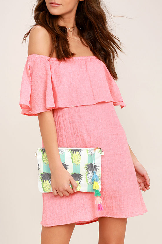 Colada Ivory Pineapple Print Clutch 1