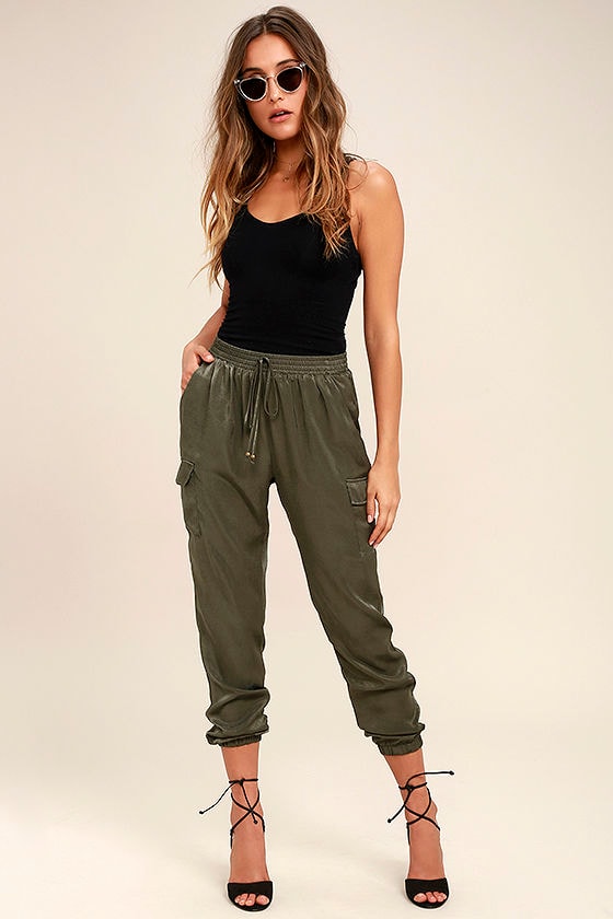 olive green pants suit