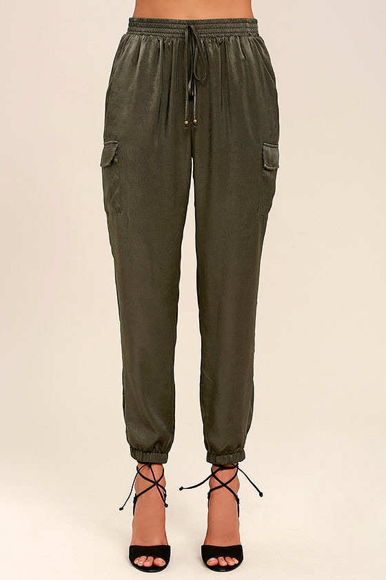 Up and at 'Em Olive Green Jogger Pants 2