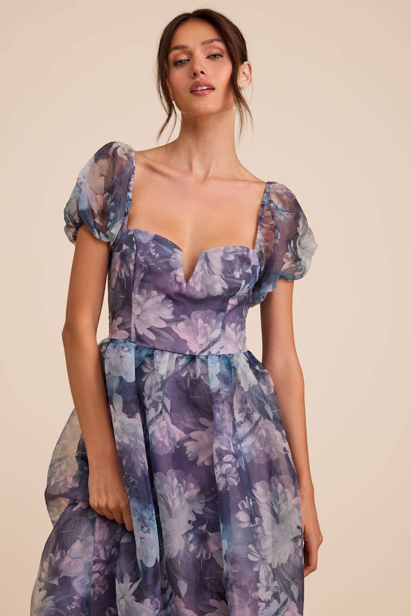 purple organza dress Sheer Festival and Party Dress, Organza Prom Dress Custom Made by Your  Measurements
