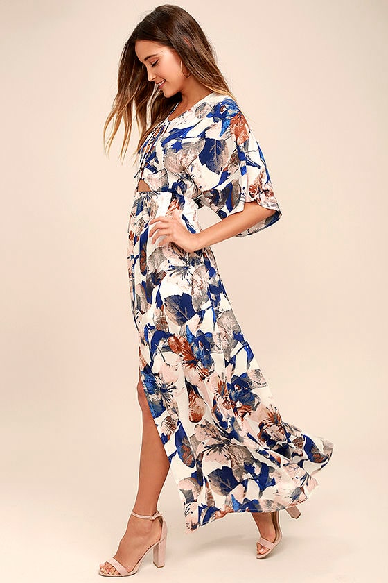 Loveliest of All White Floral Print Lace-Up Maxi Dress 2