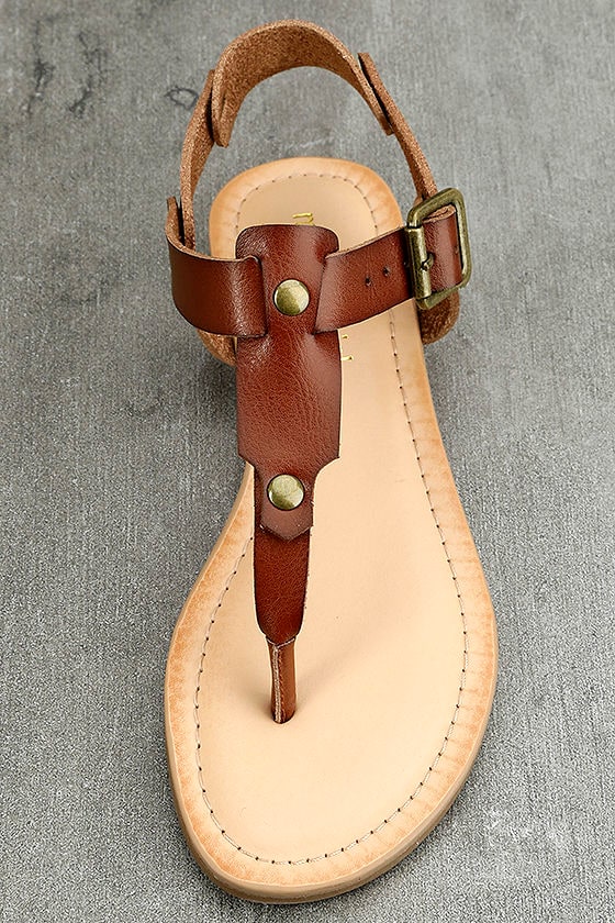 cognac sandals flat