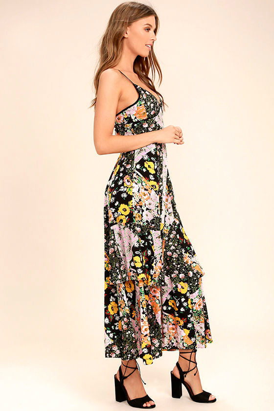 Incense and Peppermints Black Floral Print Maxi Dress