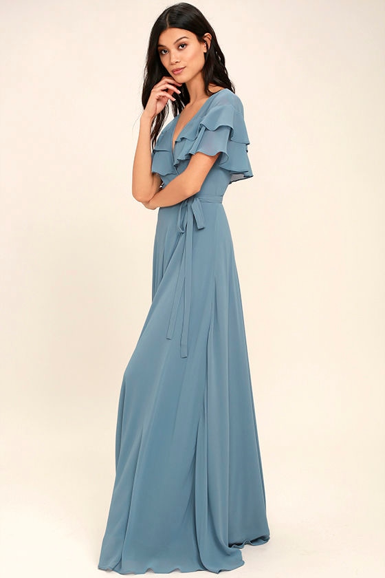 light blue wrap dress maxi