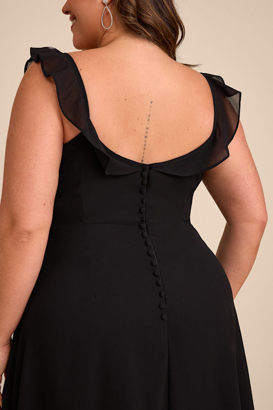 Dreamy Admiration Black Ruffled Maxi Dress - thumbnail 3