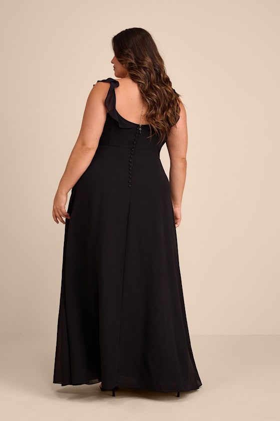 Dreamy Admiration Black Ruffled Maxi Dress - thumbnail 4
