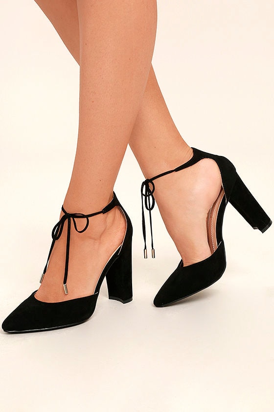 black tie up pumps