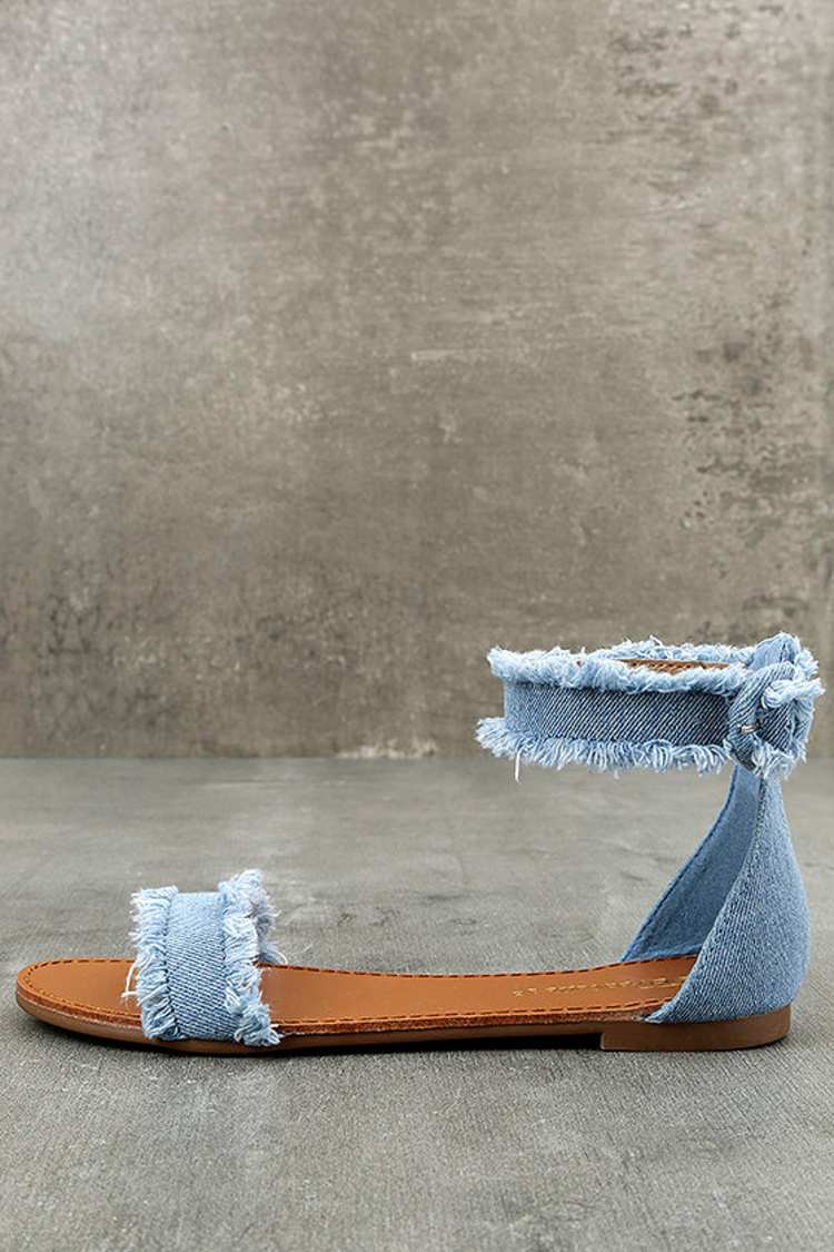 Antares Blue Denim Flat Sandals