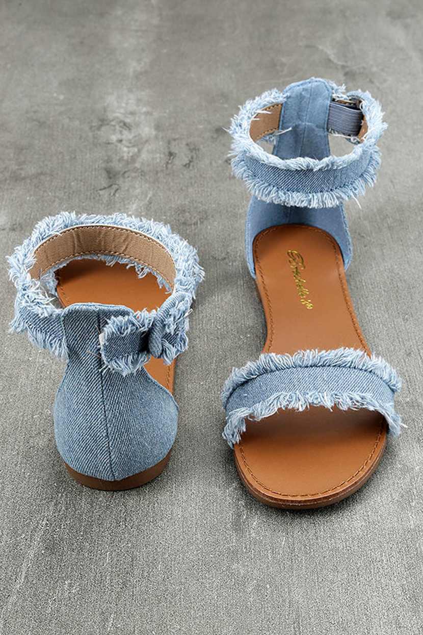 Antares Blue Denim Flat Sandals