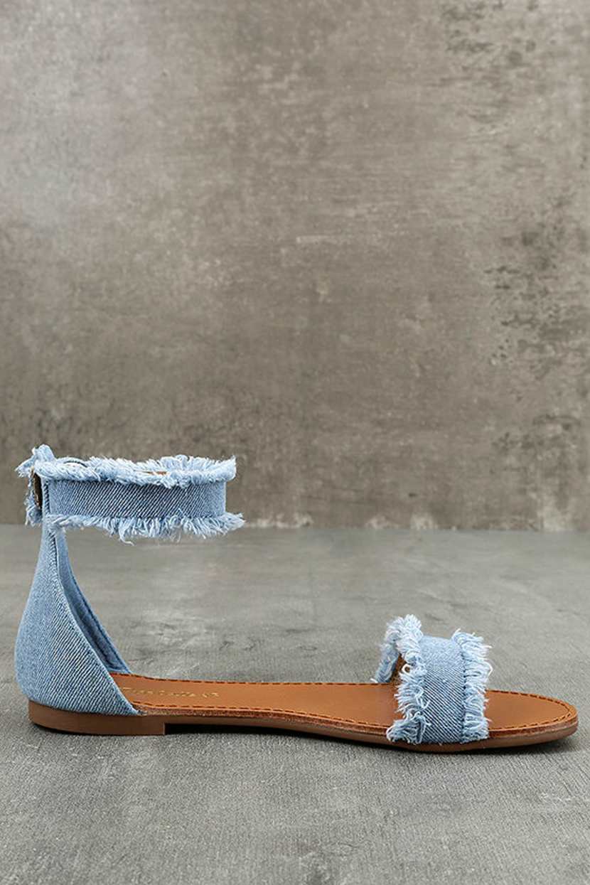 Antares Blue Denim Flat Sandals