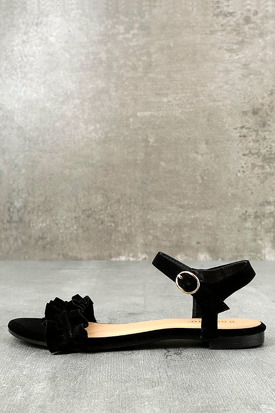 black velvet flat sandals