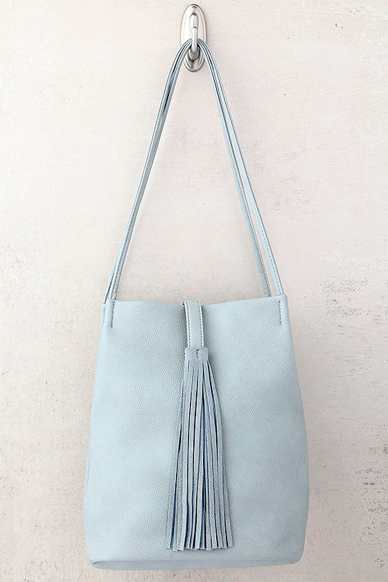 Chic Slate Blue Bag Bucket Bag Tote Bag Vegan Bag 47.00