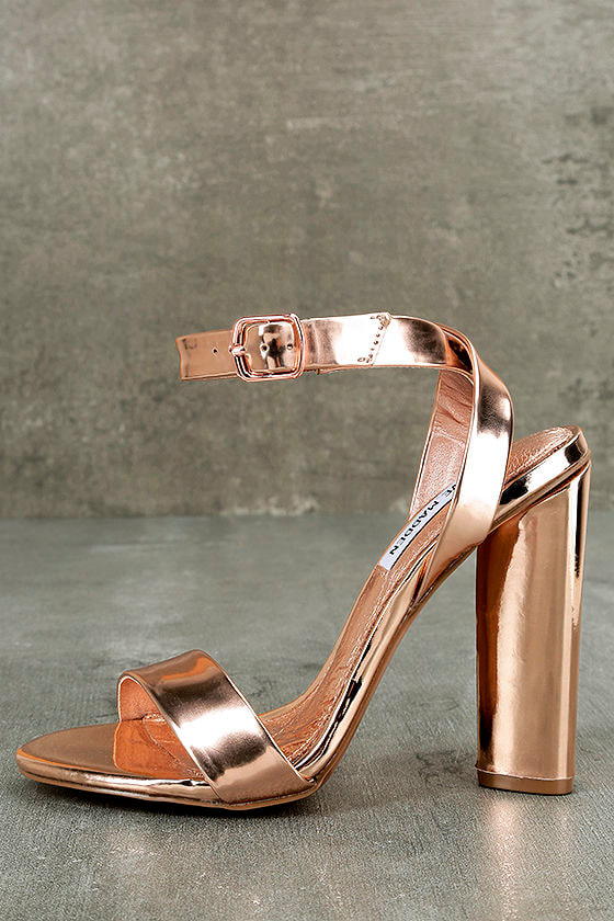 rose gold leather heels