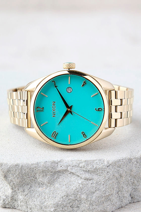 【激安大特価！】 Nixon Bullet Light Gold and Turquoise Watch - Light Gold 時計