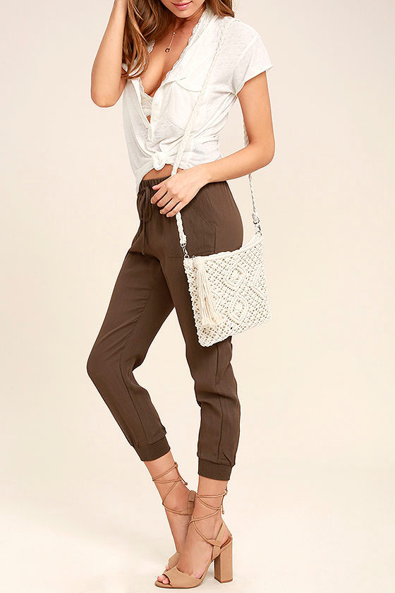 Kaia Cream Crocheted Crossbody Purse 1