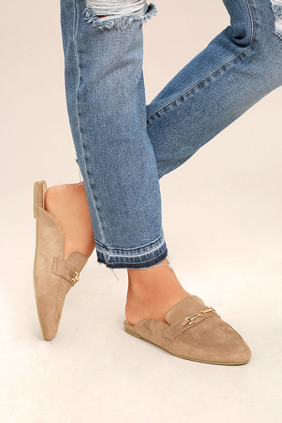 taupe suede loafers