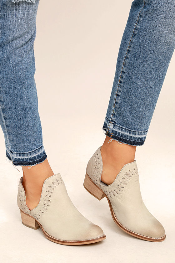 Rebels RB Cathy Ice - Grey Leather Booties - Cutout Booties - Lulus