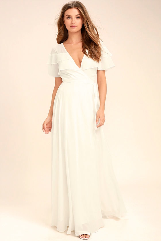 maxi wrap dress white