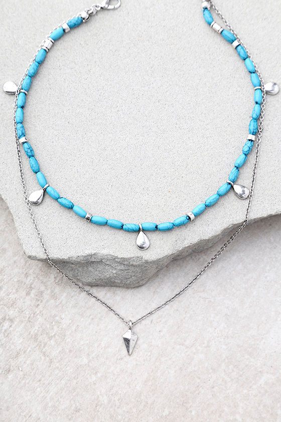Tranquil Travels Silver and Turquoise Layered Necklace 2
