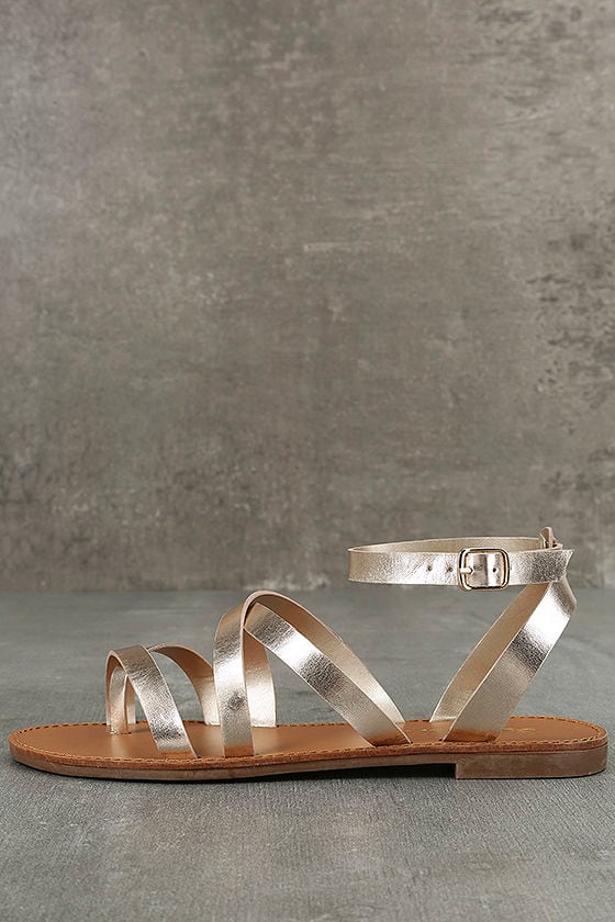 champagne colored flat sandals