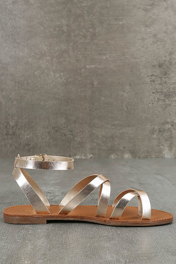 champagne colored flat sandals