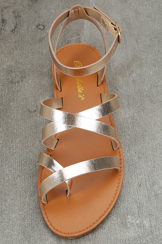 champagne colored flat sandals