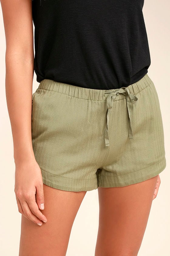 olive green fleece shorts