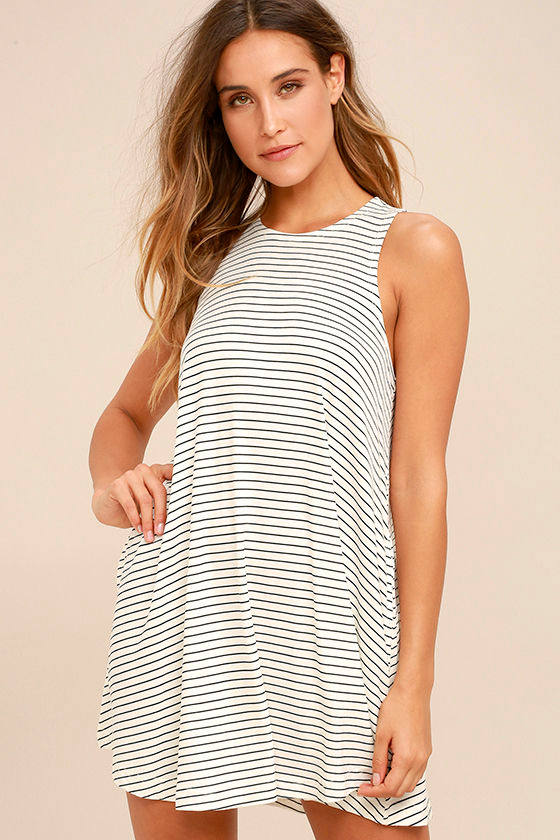 RVCA Sucker Punch Ivory Striped Swing Dress 1