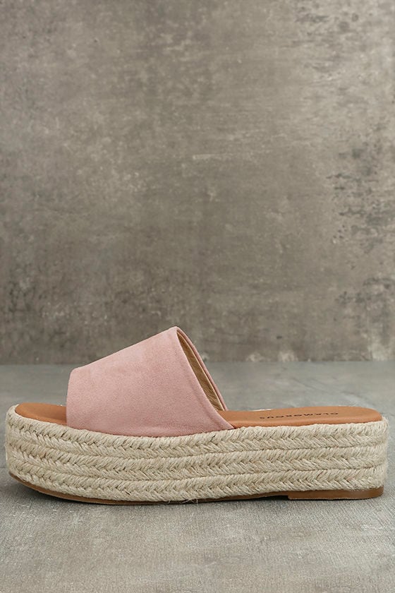 Glamorous Cassandra Pink Suede Espadrille Flatforms