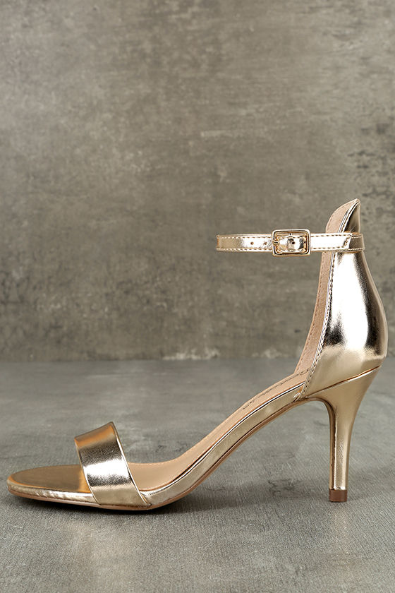 Jeana Champagne Ankle Strap Heels