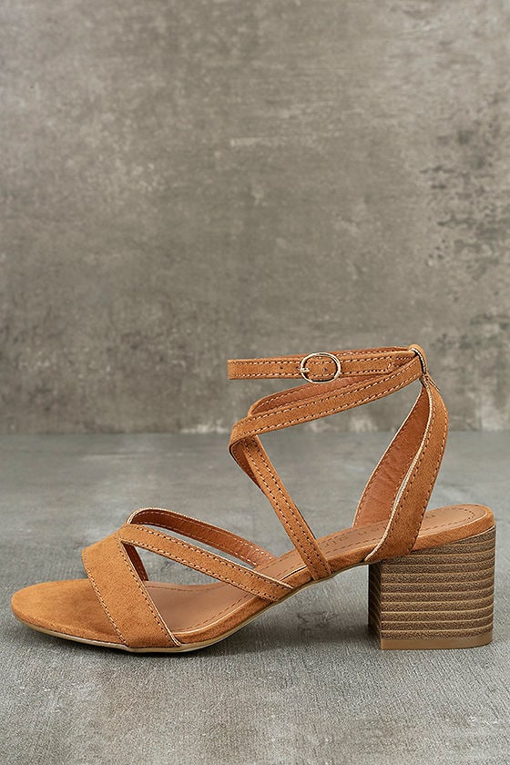 Madden Girl Leexi Chestnut Vegan Suede Heels High Heel Sandals 49.00 Lulus