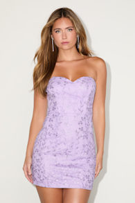 Exquisite Sensation Lavender Embroidered Strapless Mini Dress 2