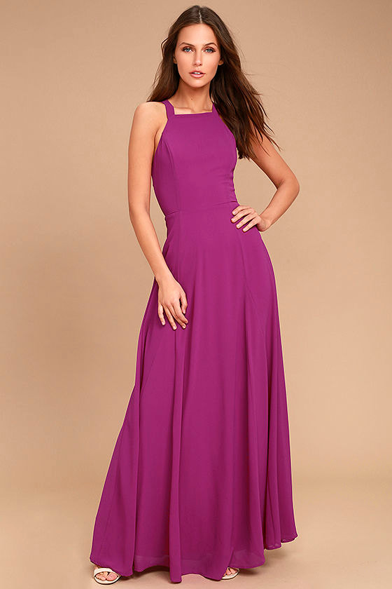 Lovely Magenta Dress - Lace-Up Dress - Maxi Dress - $87.00