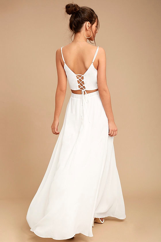 two piece white outfits for women