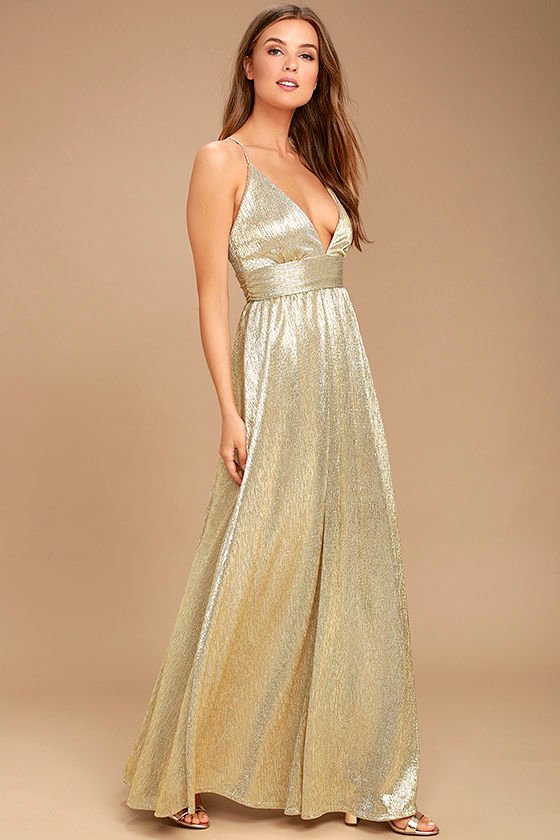 Gilded Goddess Gold Maxi Dress 2