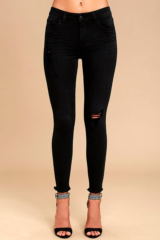 Clara Washed Black Distressed High-Waisted Skinny Jeans 2