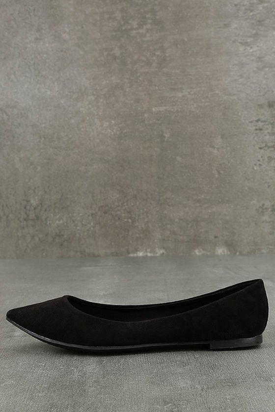 black suede pointed flats