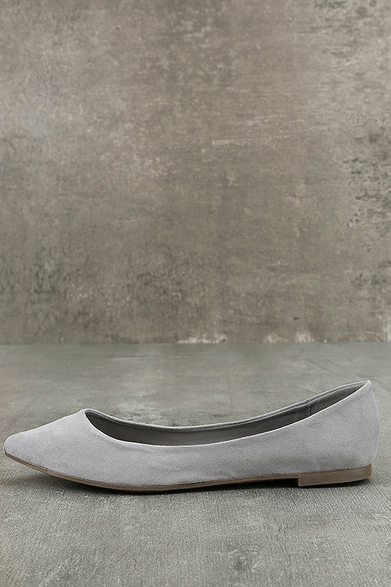 Lexine Grey Suede Pointed Flats 1
