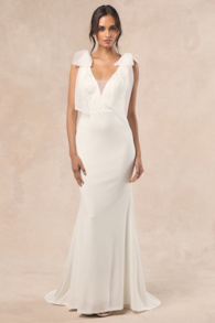 Desiree White Tie-Strap Jacquard Mermaid Maxi Dress 2