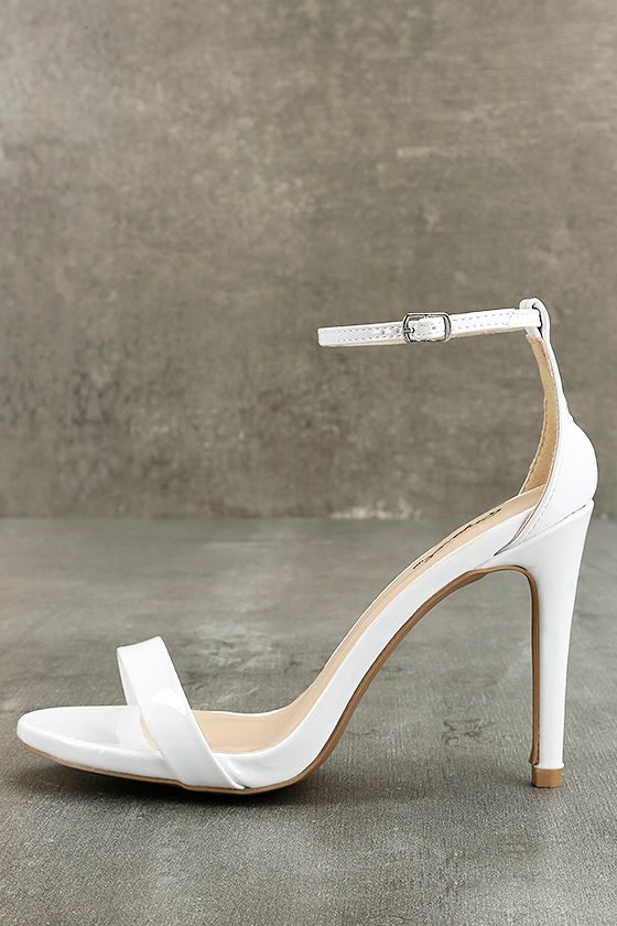 All-Star Cast White Patent Ankle Strap Heels 1