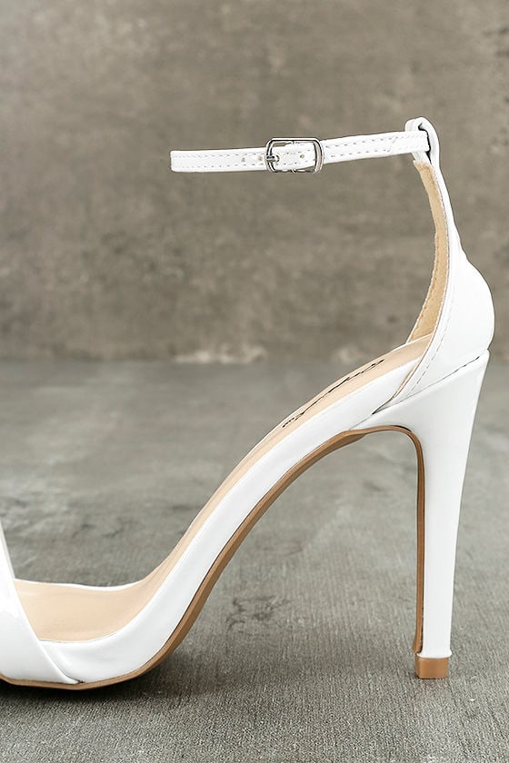 All-Star Cast White Patent Ankle Strap Heels