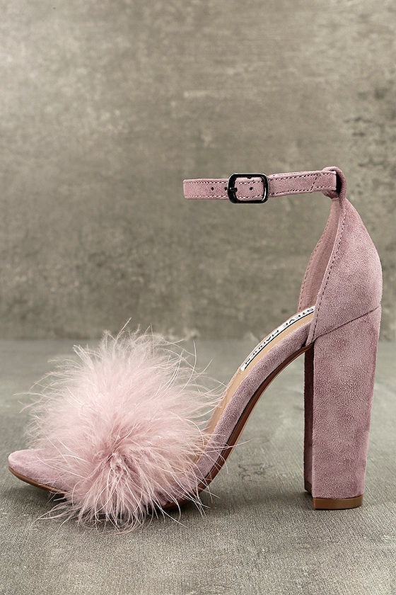 Steve Madden Carabu Rose Suede Leather Feather Heels