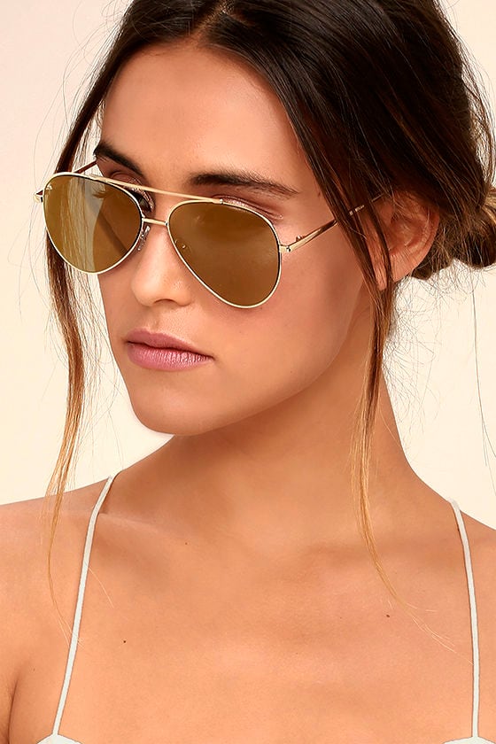 Perverse Bronson Gold Mirrored Aviator Sunglasses
