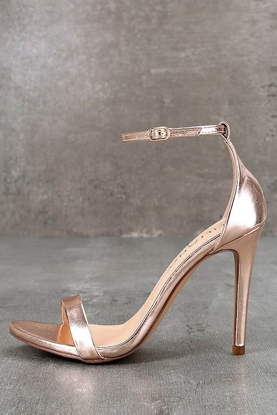 rose gold single strap heels