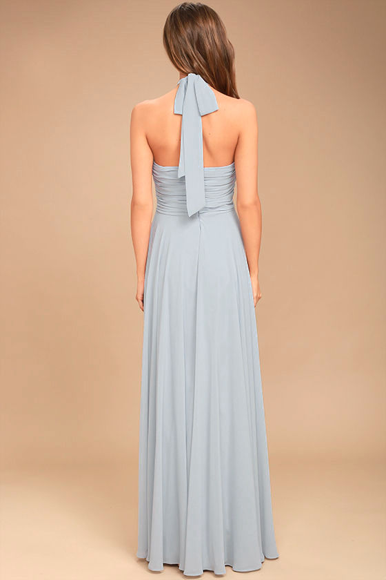 Elegant Blue Grey Dress Maxi Dress Halter Dress Halter Maxi 109.00