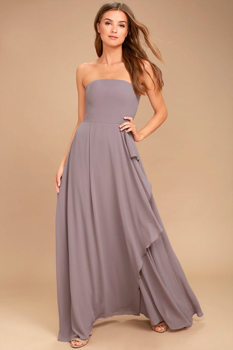 Elegant Taupe Dress - Strapless Maxi Dress - Strapless Dress - $ -  Lulus